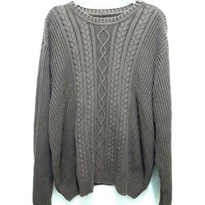 Vintage Chaps Mens Cableknit Chunky Heavyweight Grandpa Sweater Brown Size XL